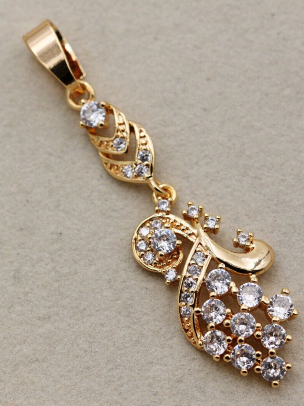 18K Yellow Gold Filled Flower Chandelier White Diamond Zircon Necklace Pendant - Picture 2 of 4